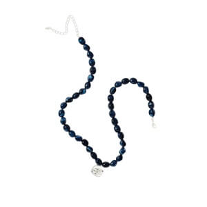 Mint Velvet Navy Beaded Charm Necklace